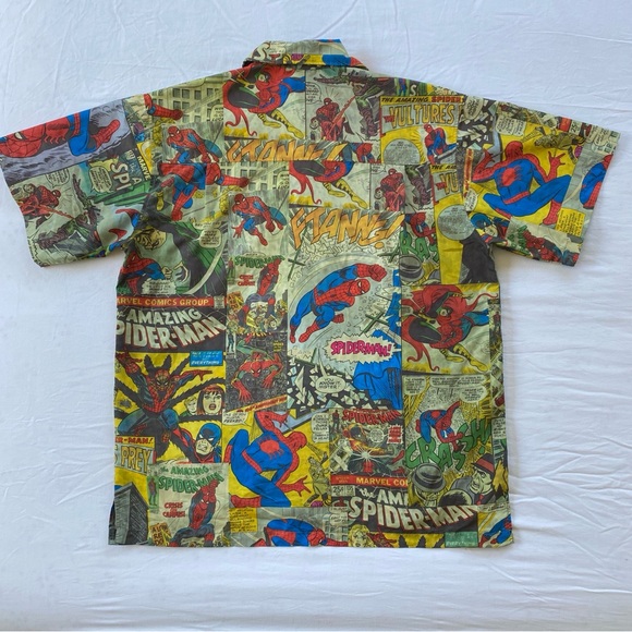 Ralph Marlin Marvel Comics Spiderman Graphic Button Down Short Sleeve Shirt XL - Picture 3 of 4